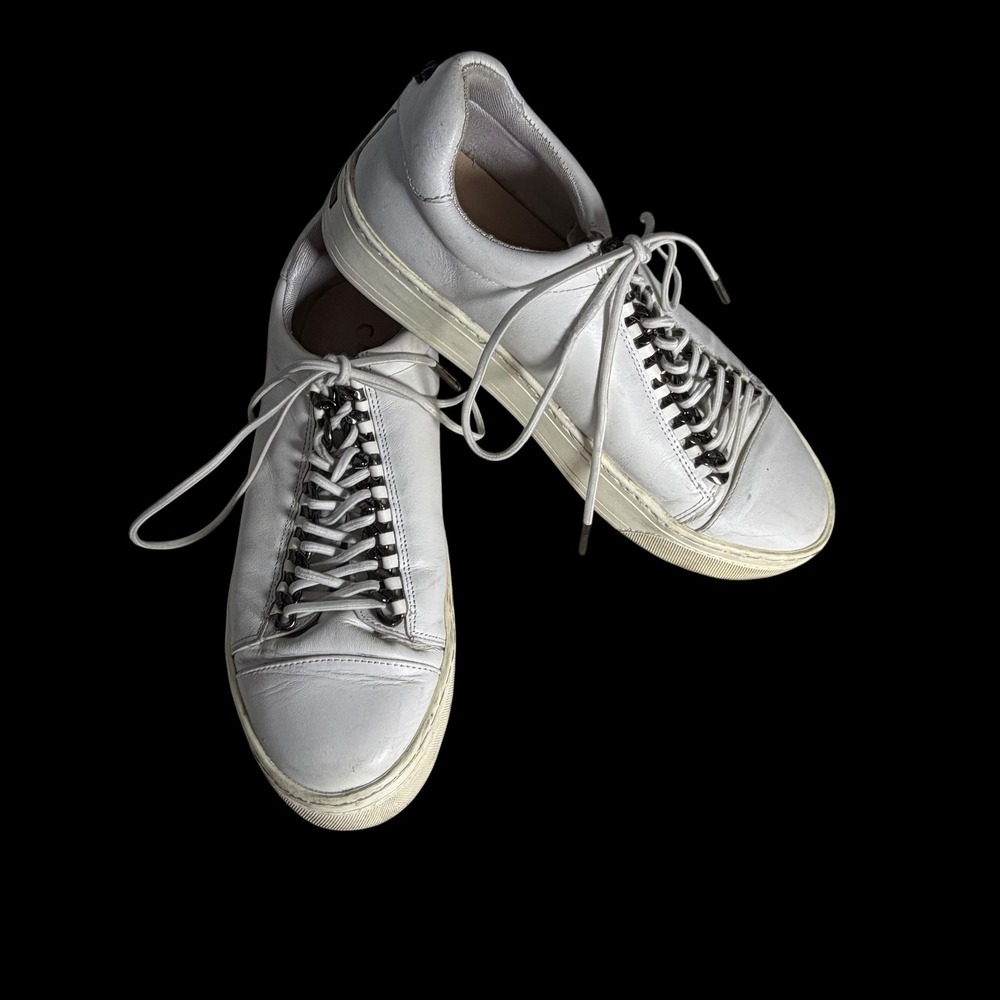 Carvela‎ White Leather Chain Detail Low Top Sneakers Trainers Size 39